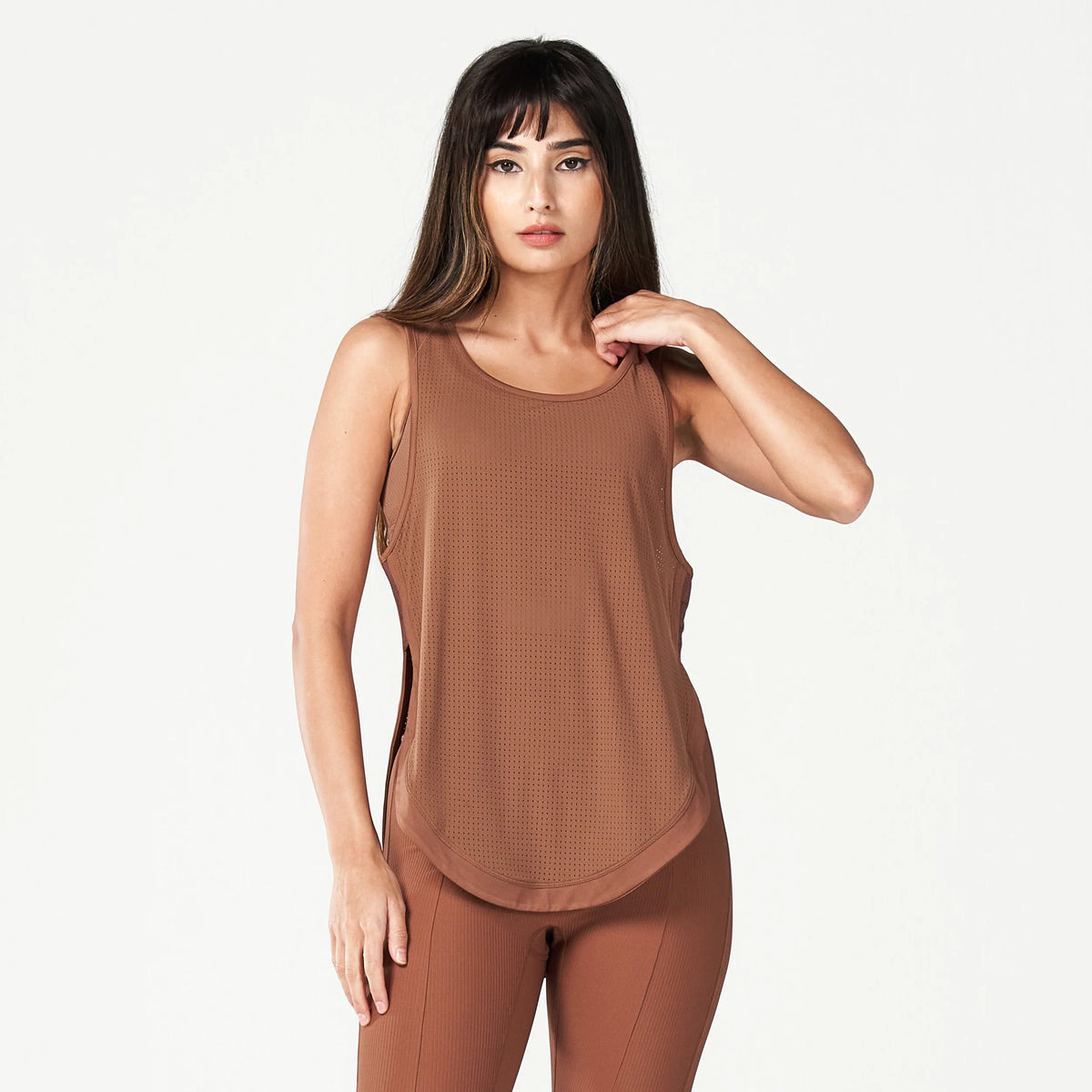 Code Mesh Dip Hem Tank