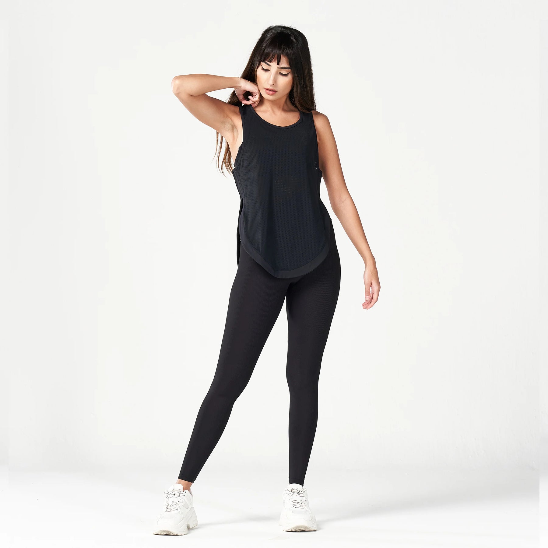 Code Mesh Dip Hem Tank